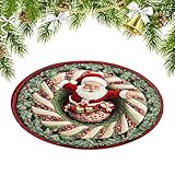 Protoence Weihnachtsteppich,rutschfeste Runde,3D Optik Weihnachts Teppich Feiertags Dekoration | Für Schlafzimmer Wohnzimmer Büro Studentenzimmer Wohnung Bauernhaus Winter Feiertag Party