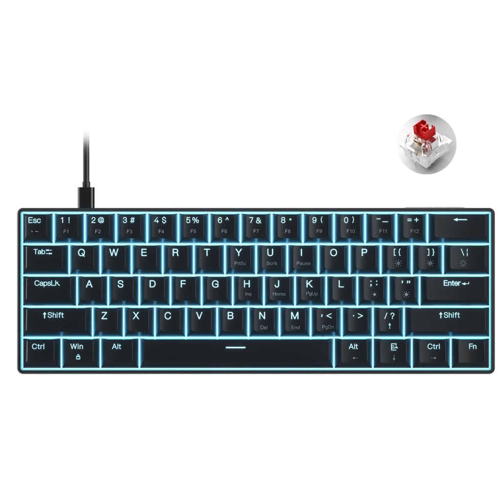 Clavier de jeu K61 mécanique programmable à chaud rétroéclairé bleu format 60% - 8