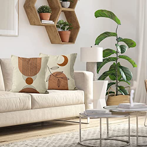ASDCXZ Boho Cushion Cover Set, 50x50 cm, 4pcs, Abstract Boho Style Leaves Day Month Decorative Cushion - Image 3