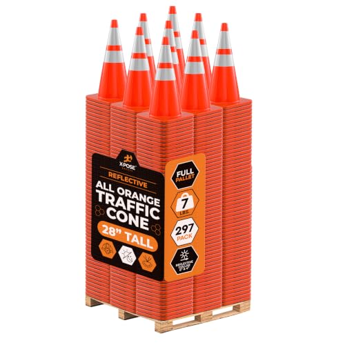 Image of Xpose Safety 28 Inch Orange Traffic Cones with 6 inch & 4 inch Collar