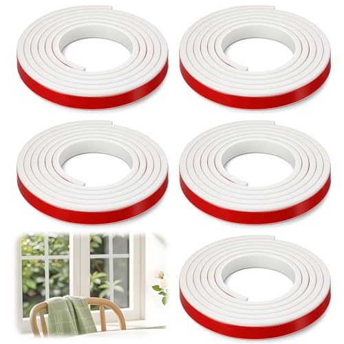 Oqqlin 5 Pcs Total 32.8 Feet Window Grille Inserts Grid Kit White Peel and Stick Wall Molding Trim Flexible Self Adhesive TPE Molding Trim for Walls Windows Door Home Decoration