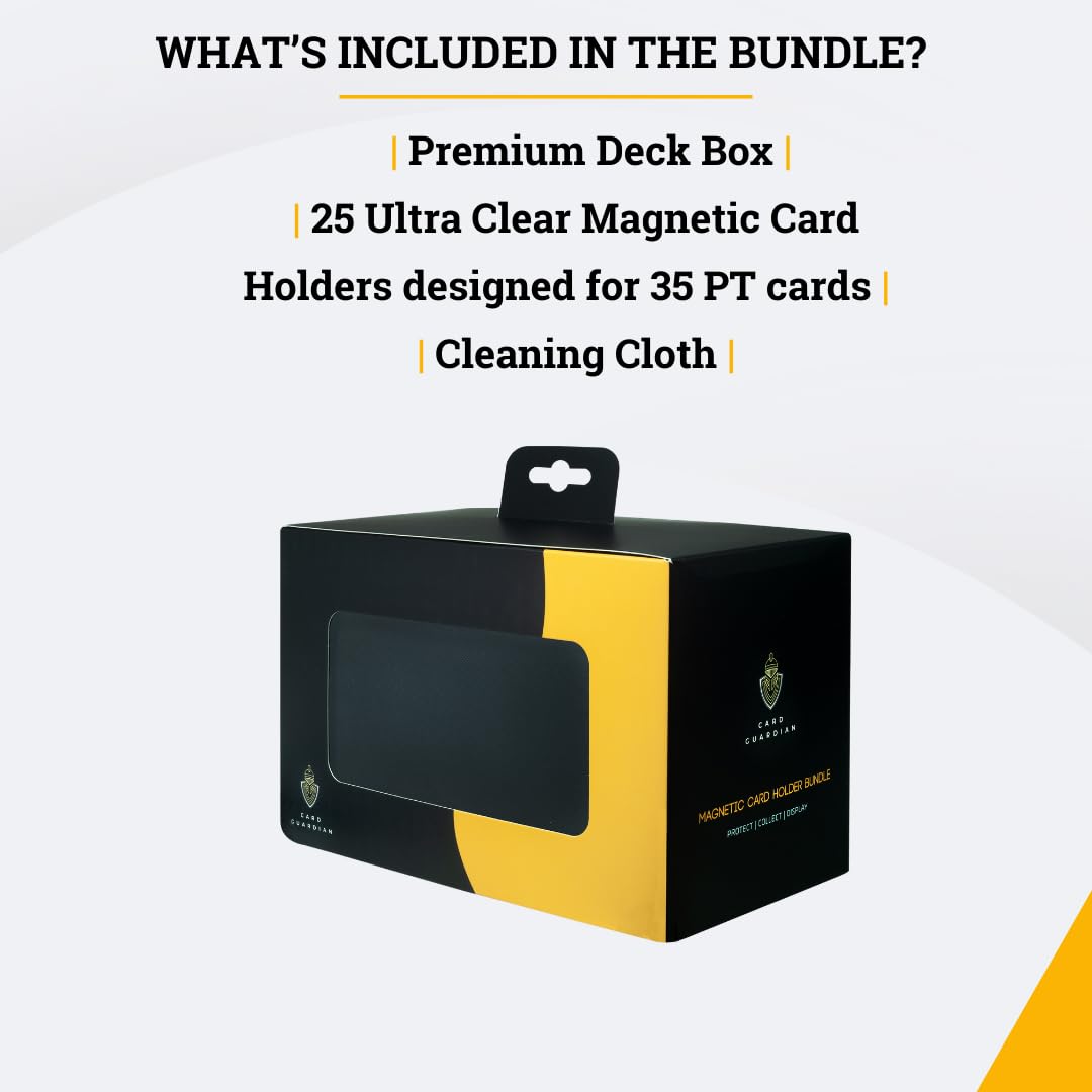 Card Guardian - Ensemble porte-cartes magnétique | Boîte Premium avec 25 porte-cartes magnétiques et chiffon de nettoyage (noir)