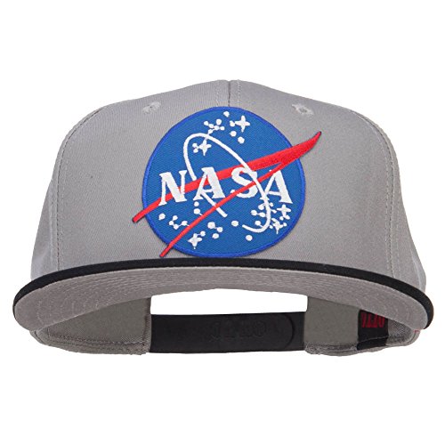 e4Hats.com Lunar NASA Patched Two Tone Snapback - Black Grey OSFM