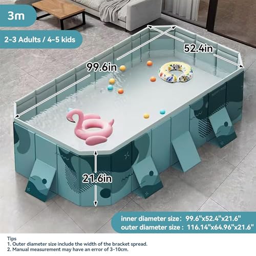 Image of YYW Inflatable-Free Family Pool, Oversized Family Pool for Adults Pet Dogs Foldable Swimming Pool for Indoor, Outdoor, Summer Water Party(113 inch x 66 inch x 20 inch)