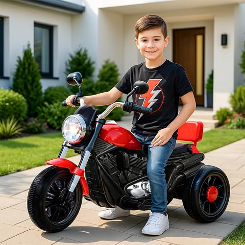 Kidsmate X-Power Ultimate Fun Electric Bike for Kids | 6V 4AH Battery, Dual Suspension with LED Lights & Comfy Backrest | Battery Bike for Kids for Ages 2-5 Years - Red