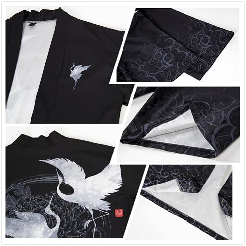 Japanese Style Kimono Tops Pants Sets Two-Piece Cardigan Suit Harajuku Yukata Kimono Shorts Sets Plus Size2