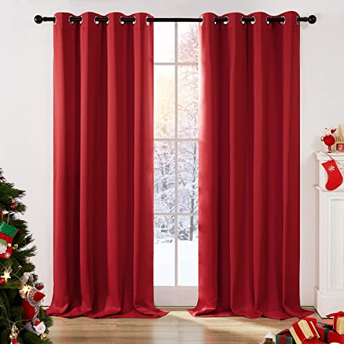Deconovo Long Curtains, Red Blackout Drapes 108 Inch Length, Thermal Curtains, Soundproof Window Treatments (True Red, 52Wx108L Inch, Set Of 2) #TOP2
