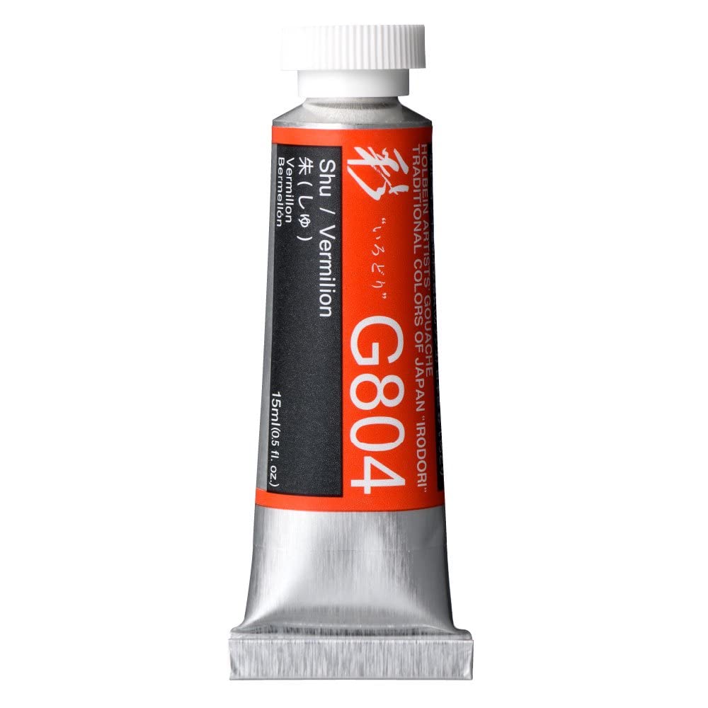 Holbein Irodori gouache vermillon 15 ml pour illustrer vos carnets de voyage en atelier