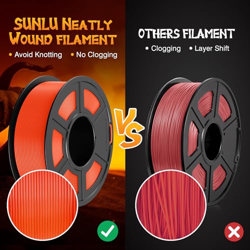 Image of SUNLU Fluorescent PLA 3D Printer Filament, PLA Filament 1.75mm, Brighter Color for Halloween Decoration, Neatly Wound Filament, Fit Most FDM 3D Printer, 1kg Spool, Fluorescent Orange