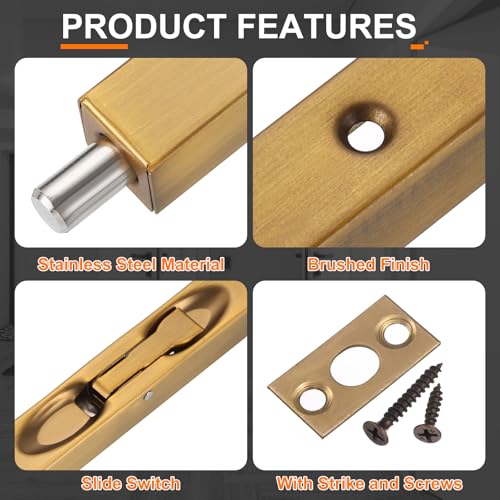 Verrou de porte en acier inoxydable 25,4 cm haute sécurité bronze