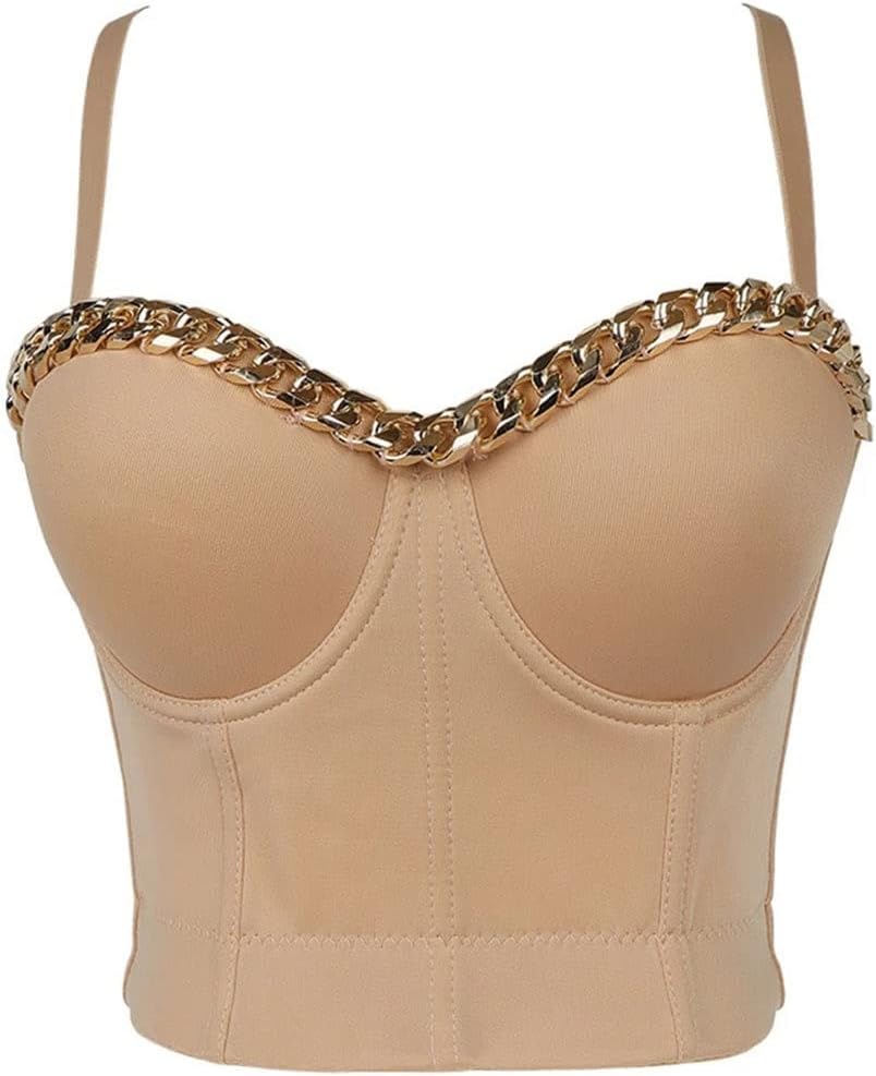 Gold-Plated Chain Corset Top Nightclub Sexy Tops Women Crop To Wear Out Bra Push Up Bustier