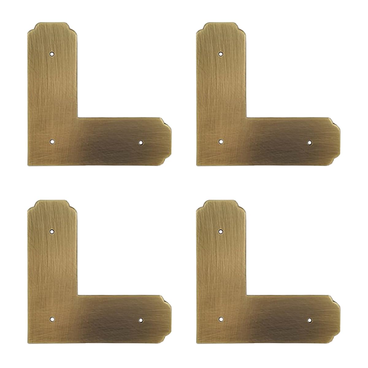 4Pcs Antique Solid Brass Corner Guards L-Shaped Angle Edge Vintage Protectors for Table Chair Cabinet (Antique Bronze)