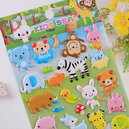 Funcoo 4 Sheets Cute Lovely Puffy DIY Decorative Adhesive Sticker Tape/Kids Craft Scrapbooking Sticker Set for Diary, Album (Cute Animals) - Image 6