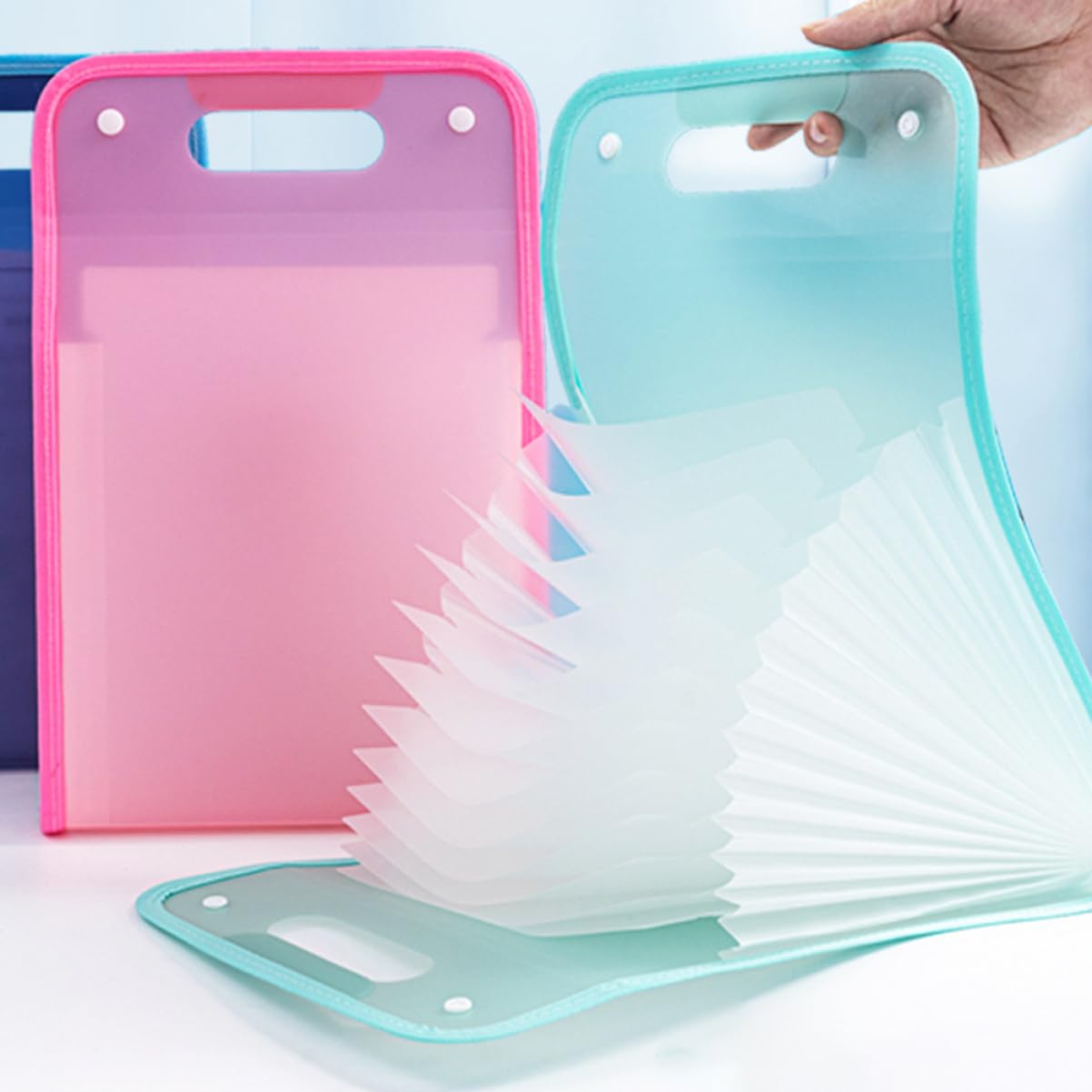 STOBOK 4piezas Organizador De Archivos De Acordeón Carpeta De Plástico Secciones Para Mantener El Escritorio Ordenado y Limpio