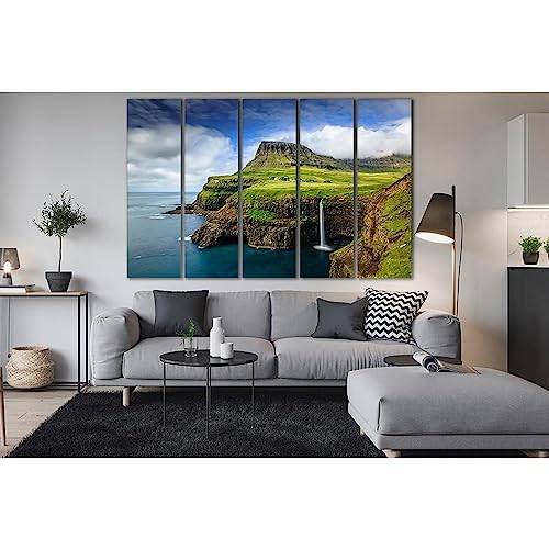 Toile cascades îles Féroé ZELLART pour illuminer un mur sombre