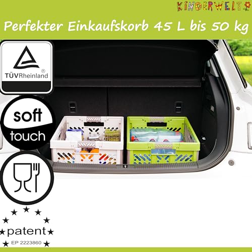KiNDERWELT 45 Liter stabile Faltbox Klappbox Kunststoff bis 50 kg Gummi Handgriffe