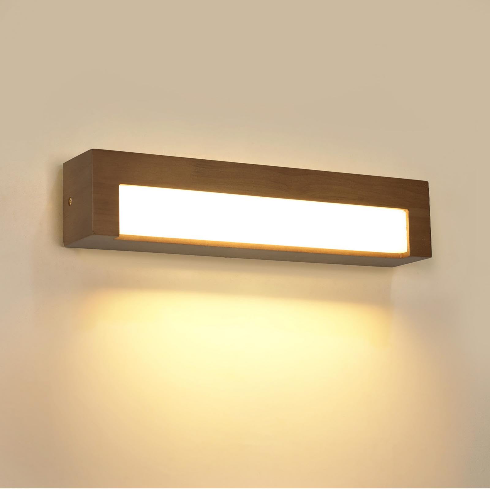 Comely LED Indoor Wall Light, Wooden Wall Lamp, 18 W, 2025 LM, Modern LED Wall Lights for Living Room, Bedroom, Hallway, Staircase, Warm White 3000 K