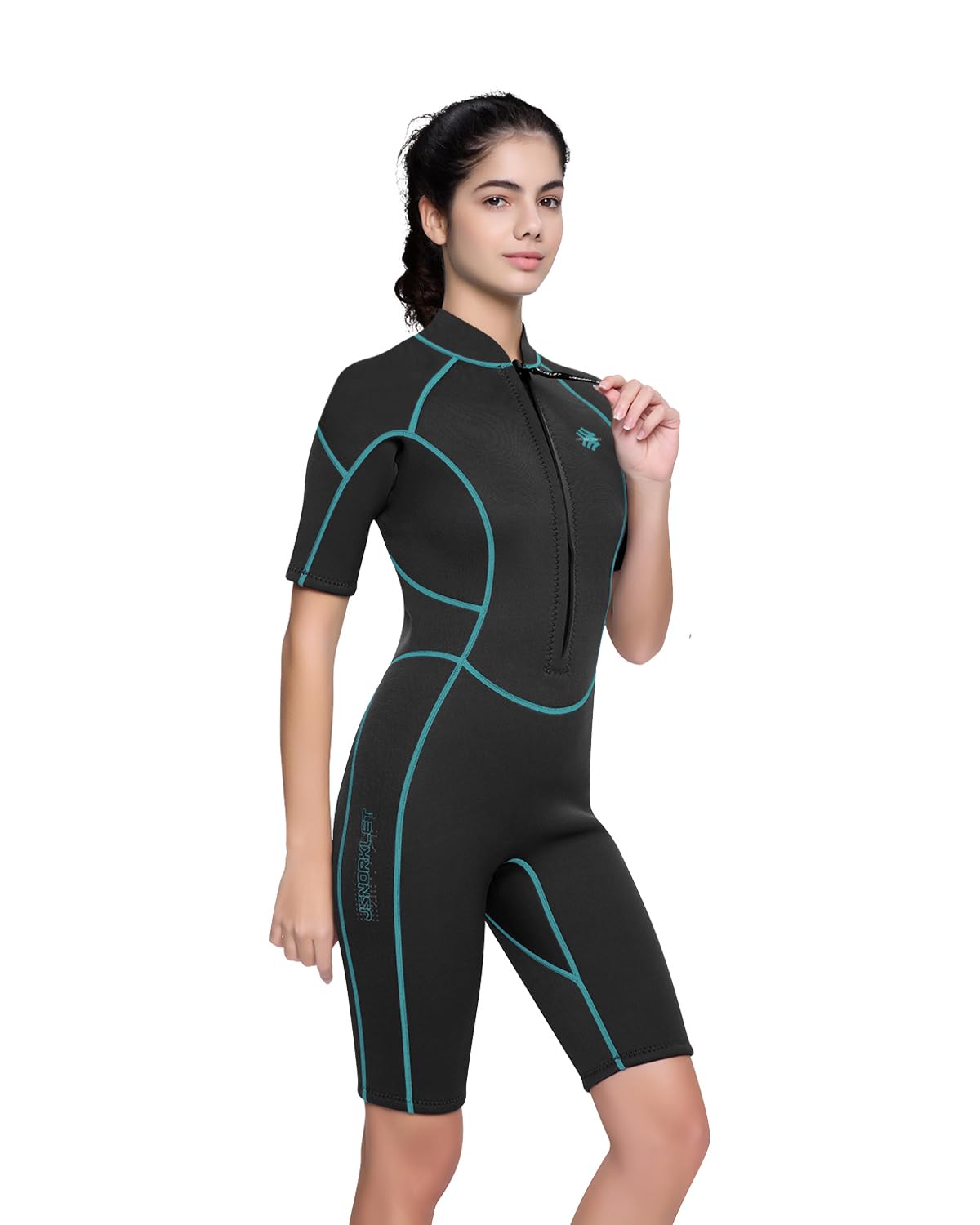 Womens Wetsuit Shorty, 3mm Front Zipper Neoprene Diving Suits for Diving Snorkeling Surfing Swimming