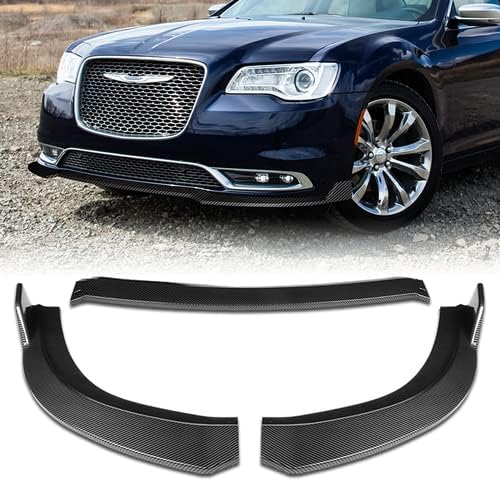 3 Pieces Front Bumper Lip Spoiler Splitter Side Body Kit Trim Protection Compatible with 2015-2023 Chrysler 300, 2016 2017 2018 2019 2020 2021 2022 (Painted Black)