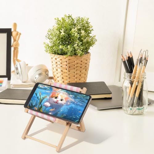 Soporte para teléfono celular de madera para evitar caídas en mesa 7
