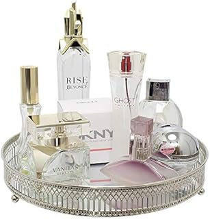 Mirror Glass Metal Decorative Silver Candle Plate Display Tray ~ 28cm Centerpiece Candle Tray, Perfume Tray