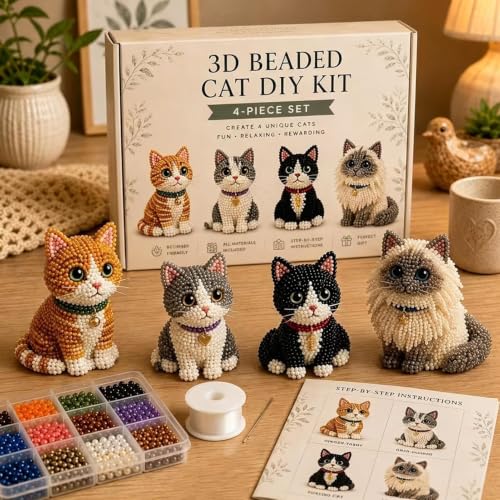 Kit DIY de gato 3D con abalorios para decorar tu escritorio de forma creativa 2