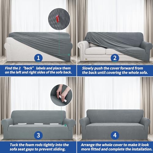 Yemyhom Couch Cover Latest Jacquard Design High Stretch Sofa Covers For 3 Cushion Couch, Pet Dog Cat Proof Slipcover Non Slip Magic Elastic Furniture Protector  thumb #6