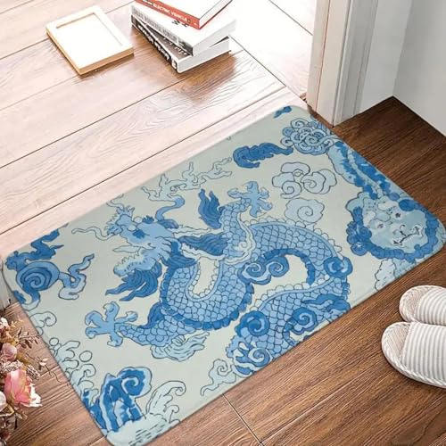 3D Magic Mountain Dragon Porcelain Bule Kitchen Bathroom Mat Garden Garage Door Floor Entrance Carpet Rug-60x90cm