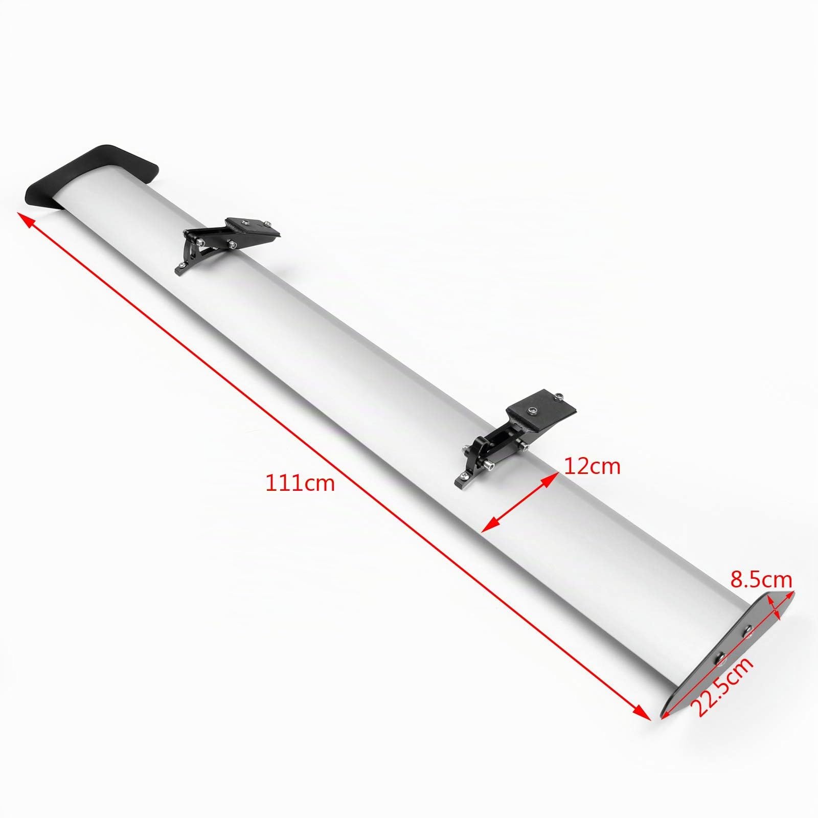 Topteng alerón de coche, alerón universal ajustable de aluminio para escotilla GT para parte trasera de maletero, plateado 13#