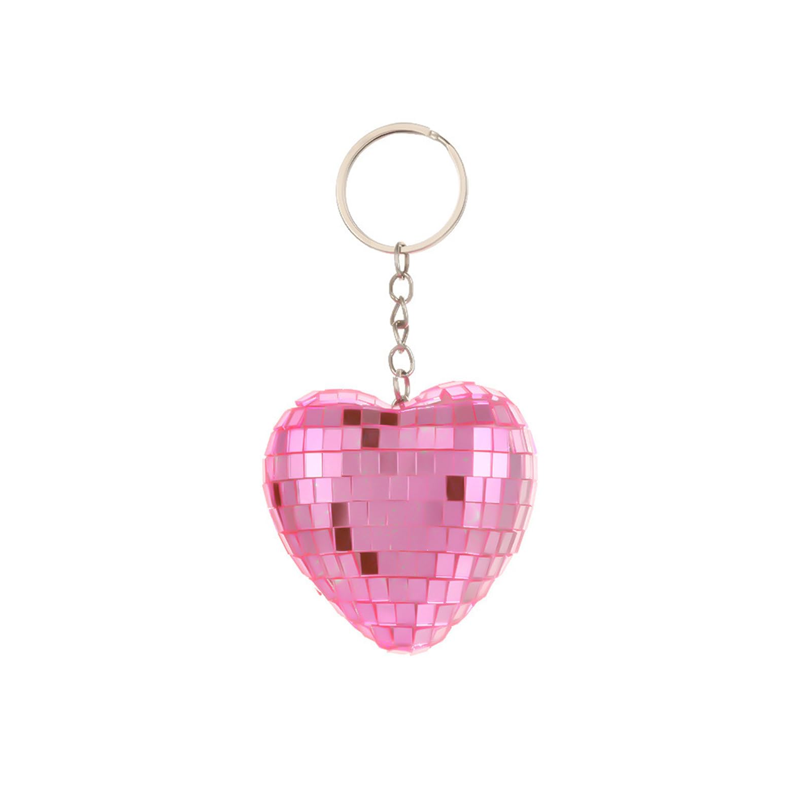APGLSXY Shimmering Heart Ball Keychain Smooth Mirrored Glass Sphere Pendant Keyring Ornament Accessories Friend Family Spherical Heart Keychain Accessory