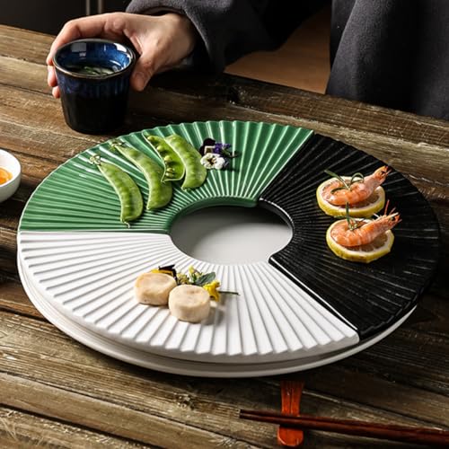 Plato japonés de cerámica estilo abanico para sushi miniatura 7