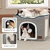 Bedsure Cat Beds for Indoor Cats - Large Cat Cave for Pet Cat House with Fluffy Ball Hanging and Scratch Pad, Foldable Cat Hideaway, 16.5x16.5x13 inches, Grey #3