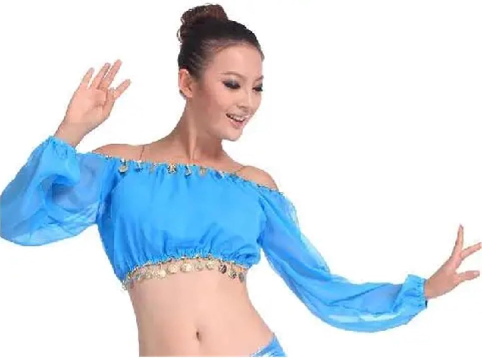 Générique Paillette Brillant À Frangé Haut De Danse Accessoires De Danse du Ventre Sexy for Femmes, Paillettes, Épaules Dénudées, Soutien-Gorge De Danse Orientale Latine avec Paillettes