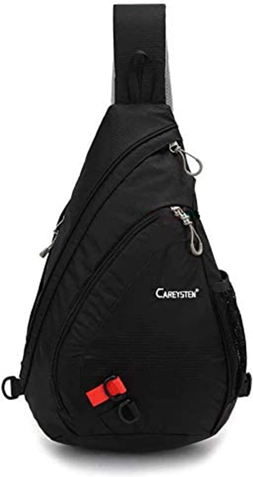 SUNSEATON Sling Bag, Waterproof Sling Shoulder Backpack for Men, Lightweight Chest Bag for School Hiking Camping Cycling Gym & More (Black)