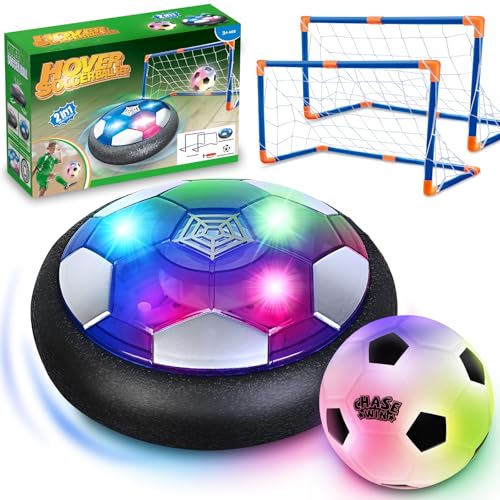 Soccer Ball Toys Game for Kids Age 3 4 5 6 7 8-12, Hover Soccer Ball Set with Hover Soccer Balls, Light-Up Indoor football Balls and 2 Goals, Christmas Birthday Gifts for Boy Girl 3-5 6-8 Year Old