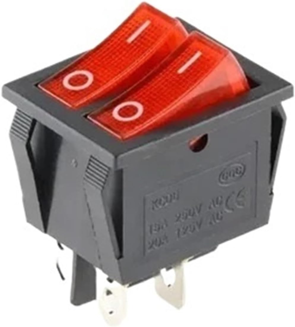 50Pcs KCD8 6PIN 16A 250V 20A 125V Double Light Switch Rocker Switch Waterproof ON-Off KCD6 Boat Power Switch(2D4P)