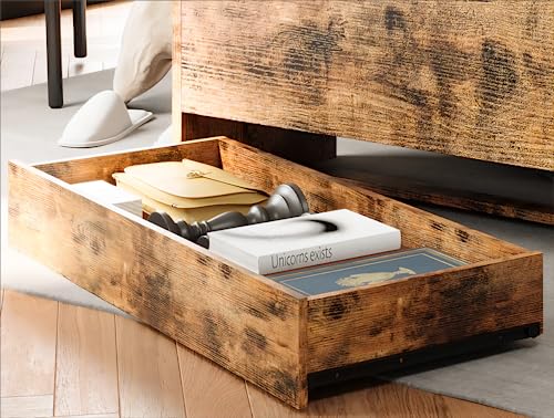 Ironck Storage Bench With Drawer, Wooden Toy Box Organizer, Sturdy Storage Chest With Safety Hinges And Lift Top, Large Storage For Bedroom Entryway Living Room, Vintage Brown #TOP4