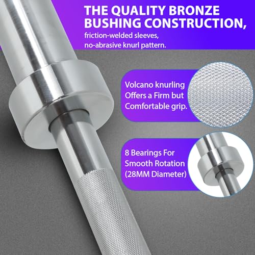 7 ft Weight Bar, Olympic Bar for Weightlifing, Olympic Weights and Chrome Bar for Strength Training Olympic Weight Lifting Barbell - Thumbnail 4