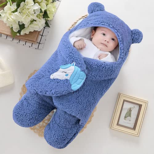 Image of BRANDONN Baby Blanket Newborn Gift Pack Swaddle Wrapper with Bear Hood, Ultra-Soft Premium Flannel Fabric, 0-9 Months, Length 68 cm x Width 68 cm