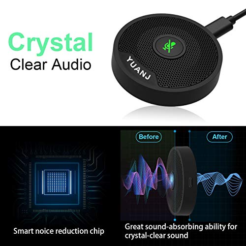 YUANJ USB Mikrofon PC für Konferenz, Konferenzmikrofon 360º Spracherkennung Plug & Play, PC Tischmikrofon Kompatibel mit… – Bild 3