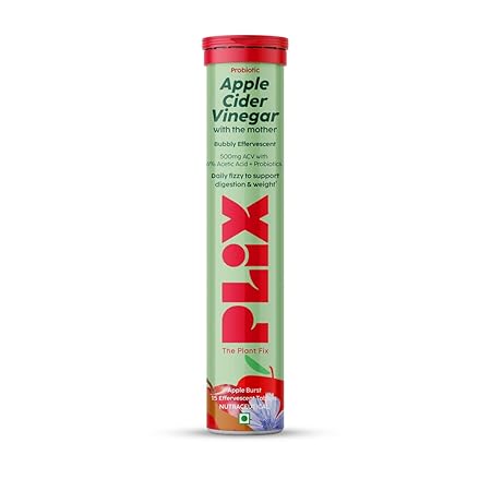 PLIX - THE PLANT FIX Probiotics+ Apple Cider Vinegar Effervescent Tablets | Supports Digestion, Improves Gut Health & Metabolism | With 10bn CFU | 15 Tablets, Pack of 1 | For Men & Women