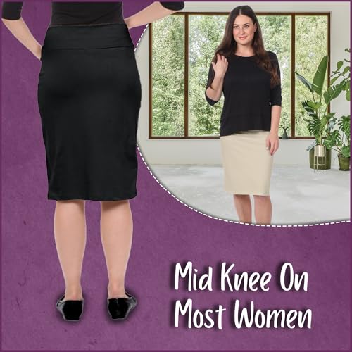 Kosher Casual Modest Knee Length Pencil Skirt for Women in Lightweight Cotton Spandex4