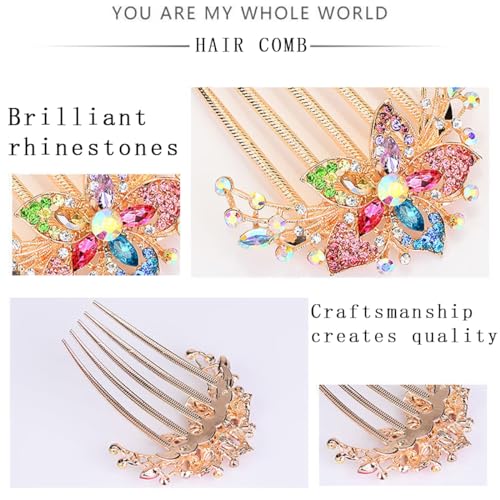Kuuguu 6 Pcs Flower Floral Hair Combs Bridal Wedding Hair Crystal Rhinestones Women Hair Side Combs Hair Accessories For Women thumb #2