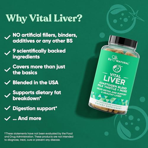 Vital Liver Cleanse Detox & Repair – 9-in-1 Liver Support Supplement – Milk Thistle, Artichoke Extract, Turmeric, Adaptogens – Optimal Liver Function and Digestive Health – 60 Vegetarian Soft Capsules - Image 5