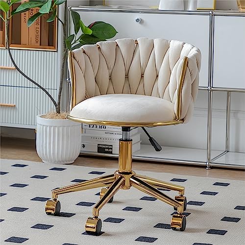Chaise de bureau chic dorée avec soutien lombaire élégant