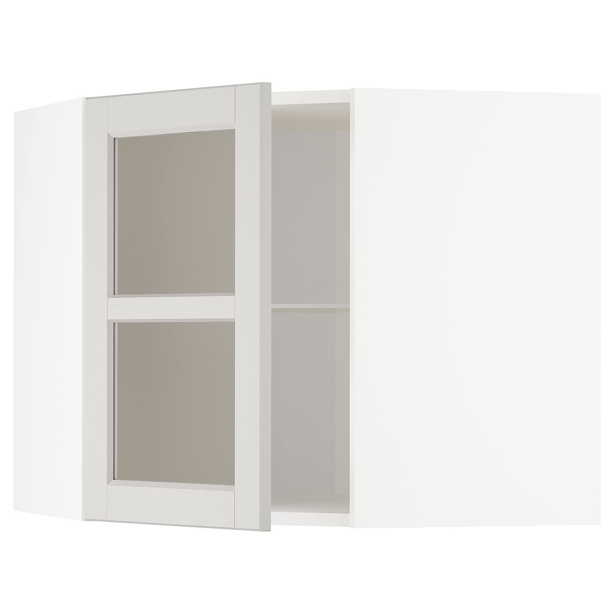 Meuble haut d'angle METOD gris clair et blanc 68x60 cm avec vitrine droite