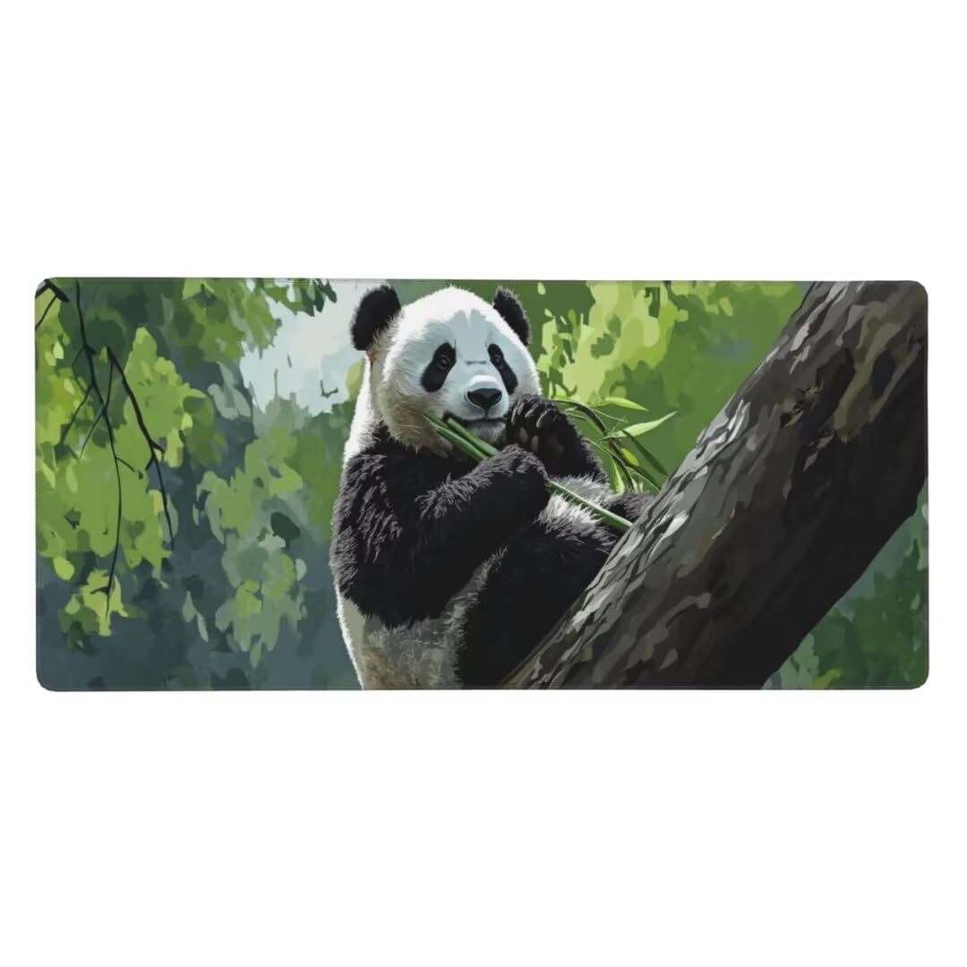 Alfombrilla Ratón XXL, 1000x600x3mm Impermeable Alfombrilla Ratón Bosque Panda Gigante Alfombrilla Raton, Mouse Pad XXL Base Antideslizante Mejora Precisión Velocidad, Ideal Oficina Accesorio Gaming