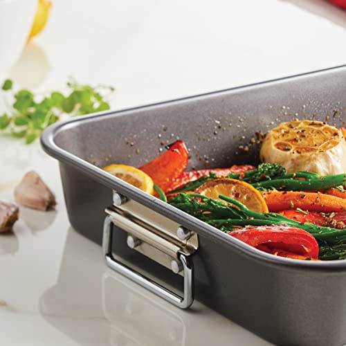 Farberware Bakeware Nonstick Roaster, Roasting Pan with Rack, Gray - image 9