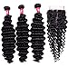 Brazilian Deep Wave Human Hair 3 Bundles With Closure (14