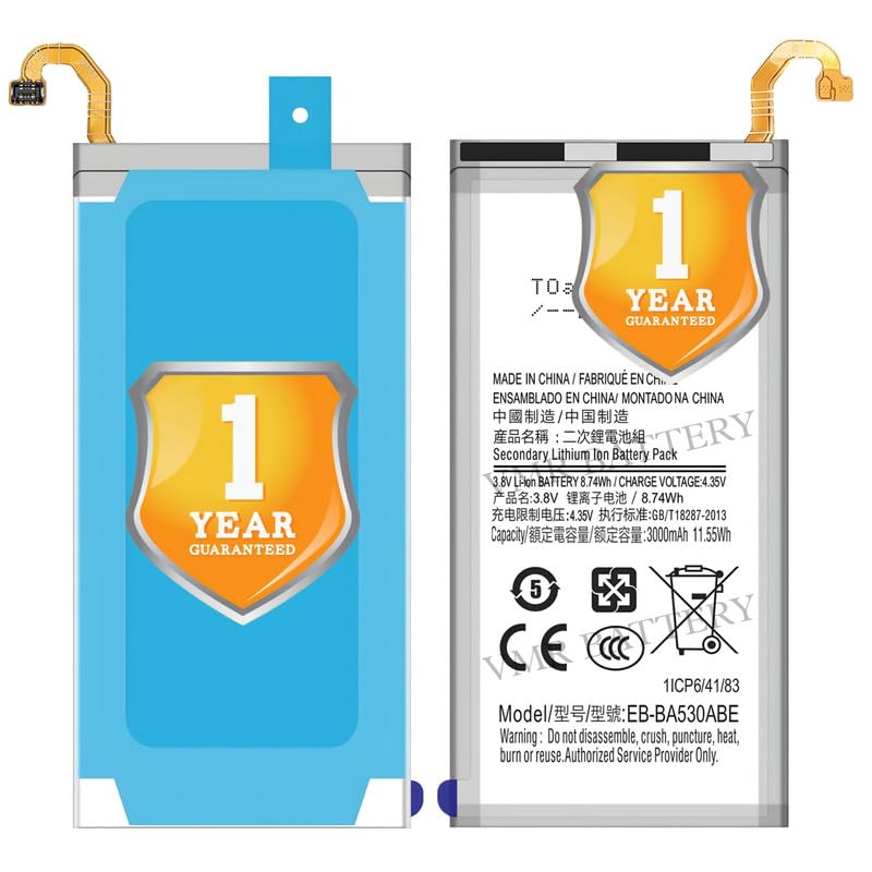 Image of Original EB-BA530ABE Battery Compatible for Samsung Galaxy A8 (2018) (SM-A530F) - (3000mAh) - 1 Year Warranty K7